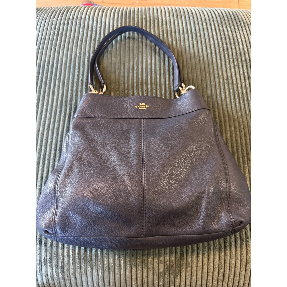 Coach Lexi Pebble Leather Hobo Shoulder Bag Mignight Blue Gold Hardware